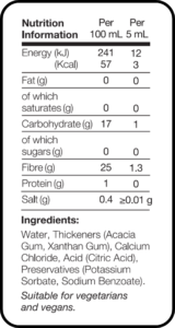 Slo Syrup Liquid Drink Thickener Nutritional Information and Ingredients